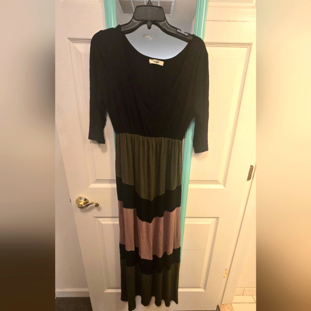 Elegant Black and Olive Maxi Dress